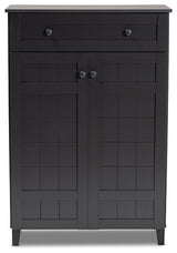 Glidden Dark Grayed 5-Shelf Wood Shoe Storage Cabinet With Drawer