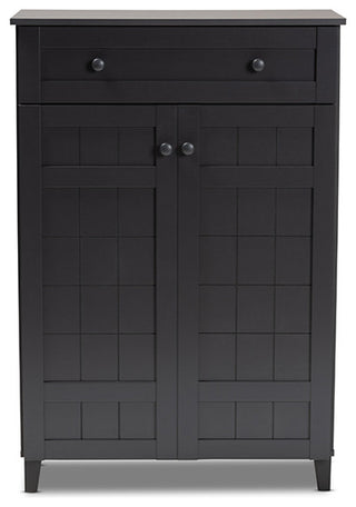 Glidden Dark Grayed 5-Shelf Wood Shoe Storage Cabinet With Drawer
