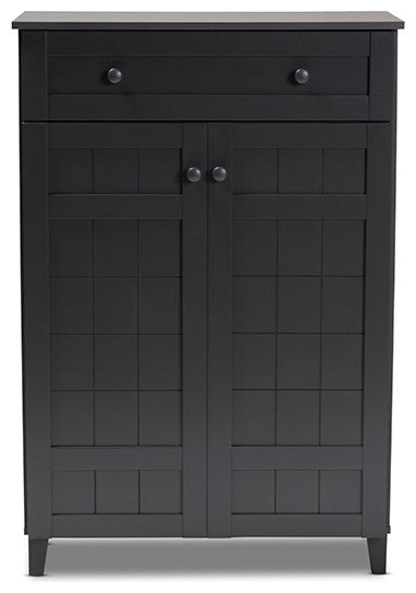 Glidden Dark Grayed 5-Shelf Wood Shoe Storage Cabinet With Drawer