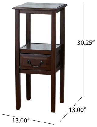 GDF Studio Noah Acacia Wood Accent Table With Bottom Drawer, Brown Mahogany