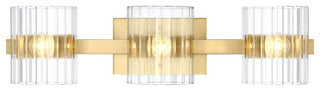 Designers Fountain Aries 24.25" 3-Light Vanity, Gold/Clear Ribbed, D284C-3B-BG