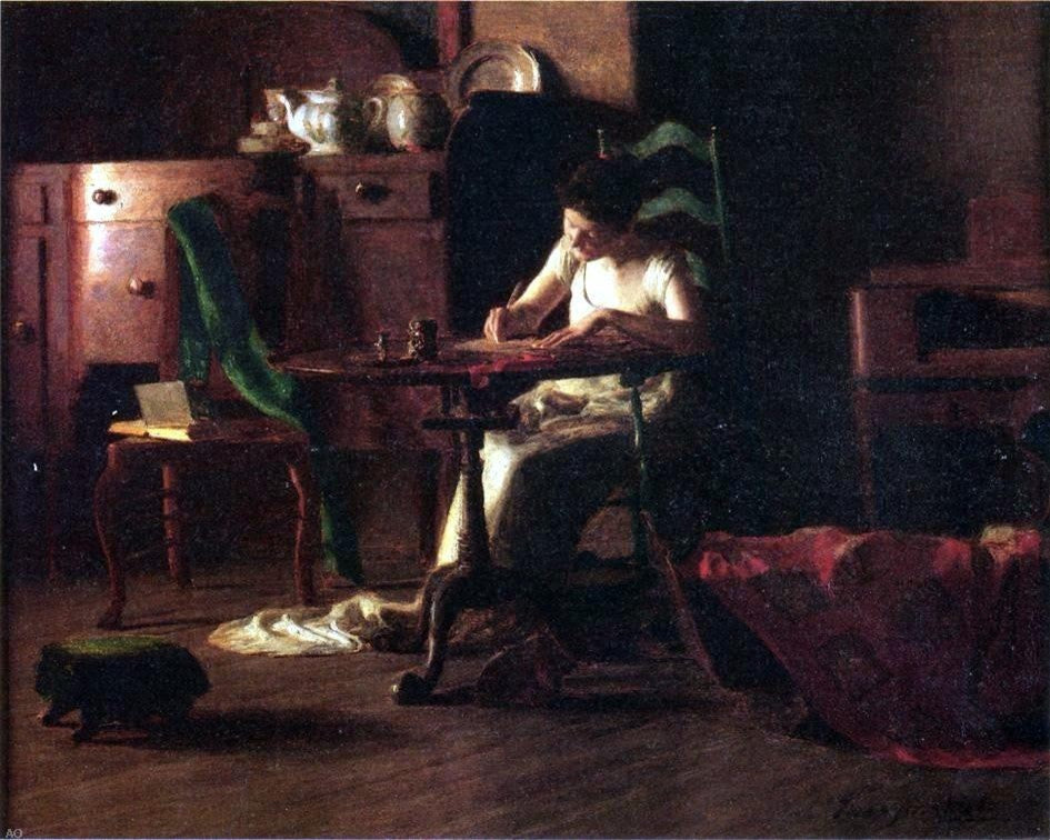 Thomas Pollock Anschutz Woman Writing at a Table Gallery Wrapped Canvas Print