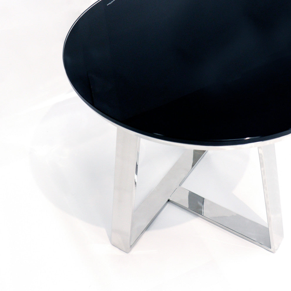 Pasargad Home Luxe Collection Steel & Glass End Table