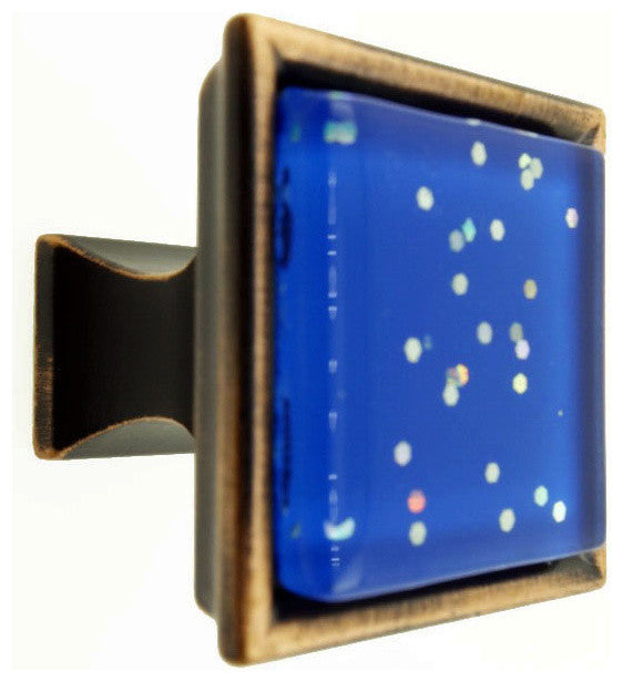 Blue Iridescent Dots Crystal Glass Oil Rubbed Bronze Madison Classic Knob