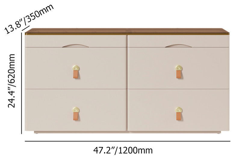 47"W Glass Champagne Dresser 6 Drawer Closet Island With Jewelry Storage