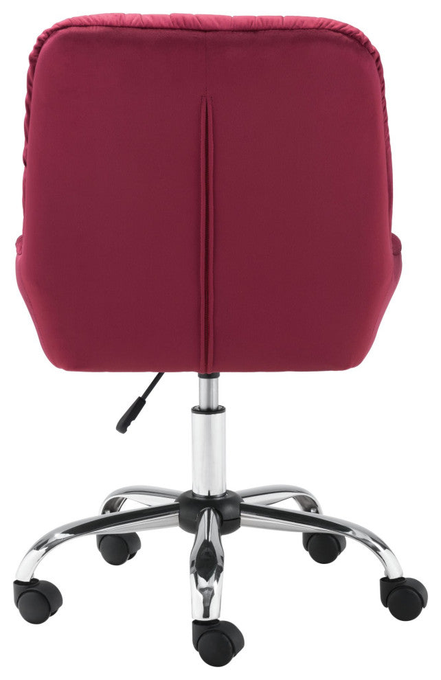 Computer Work Chair, Steel Metal, Fabric, Red, Chrome, Home Business Office