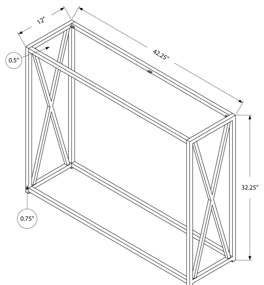 42" Clear And Gold Glass Frame Console Table