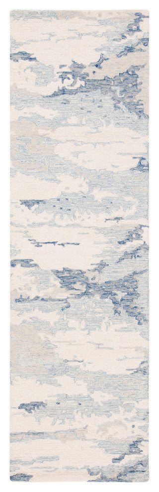 Safavieh Couture Abstract Collection, ABT465 Rug, Ivory/Blue, 2'3"x14'