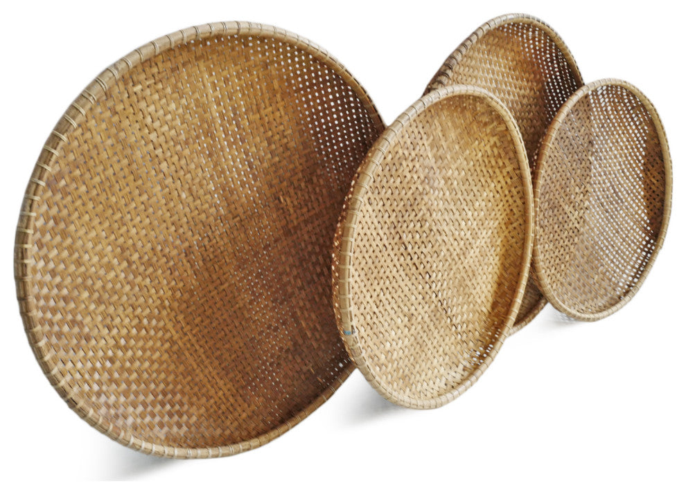 Bamboo Woven Round Tray, Large
