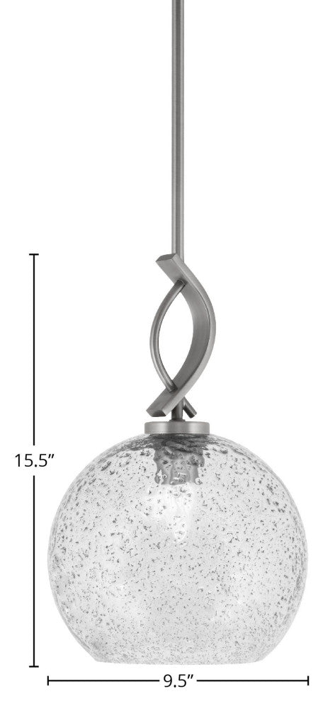 Cavella 1-Light Stem Hung Mini Pendant, Graphite, 9.5" Smoke Bubble Glass