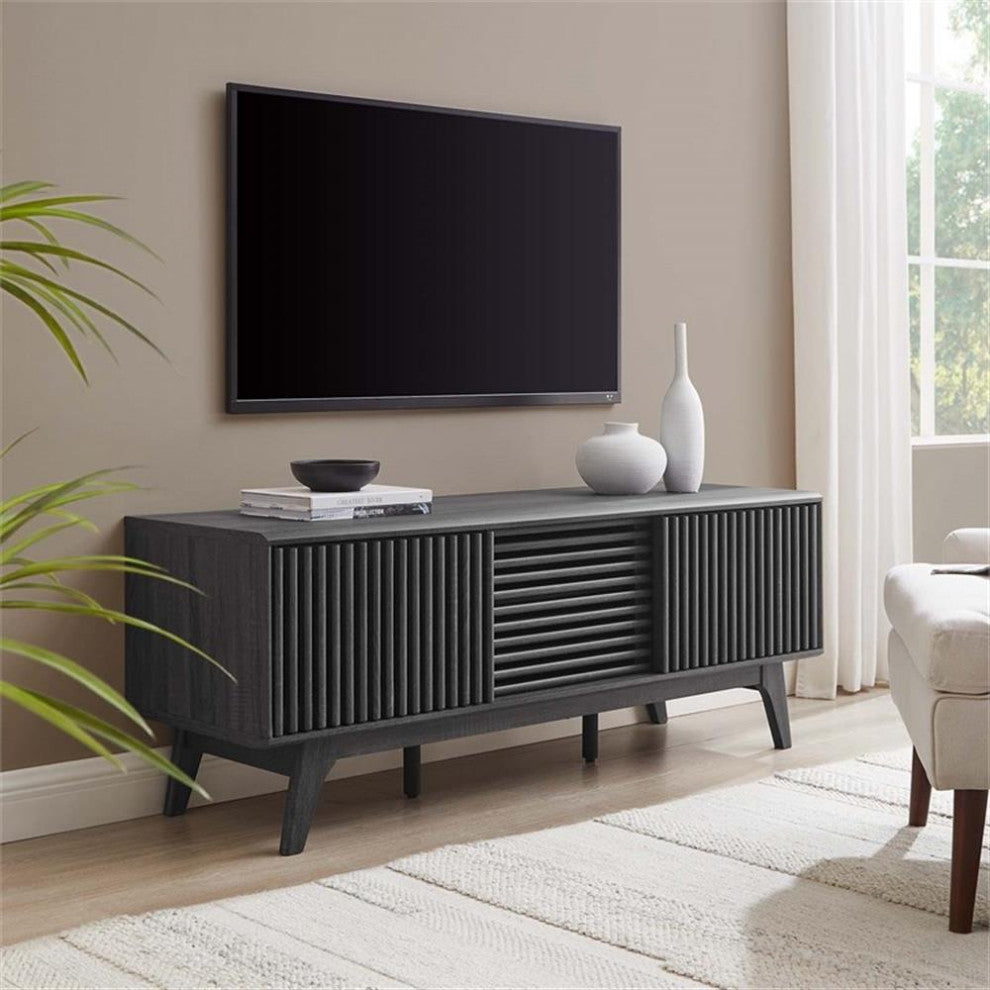 Modway Iterate Modern Wood TV Stand for TVs up to 65" in Charcoal