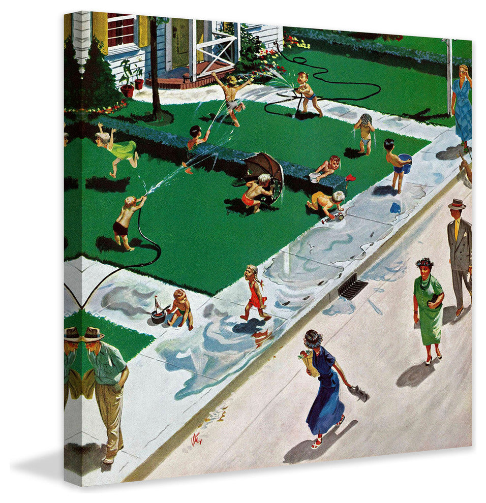 "Water Fight" Painting Print on Canvas by Thornton Utz