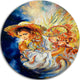 Girl With Flowers, Floral Round Metal Wall Art, 23"