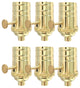 Royal Designs, Inc. 3 Way Vintage Lamp Socket, Polished Brass, Set of 6