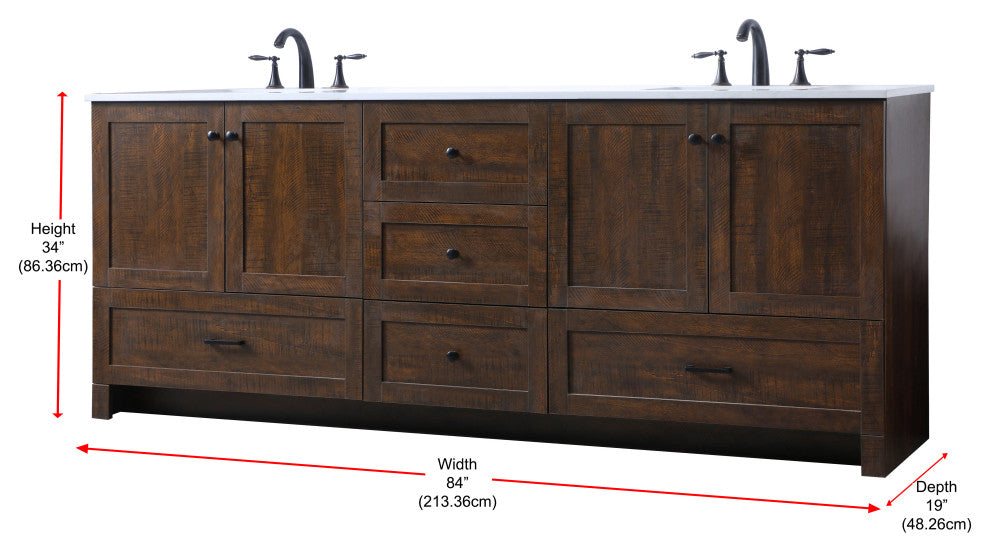 60" Double Bathroom Vanity, Expresso, 84