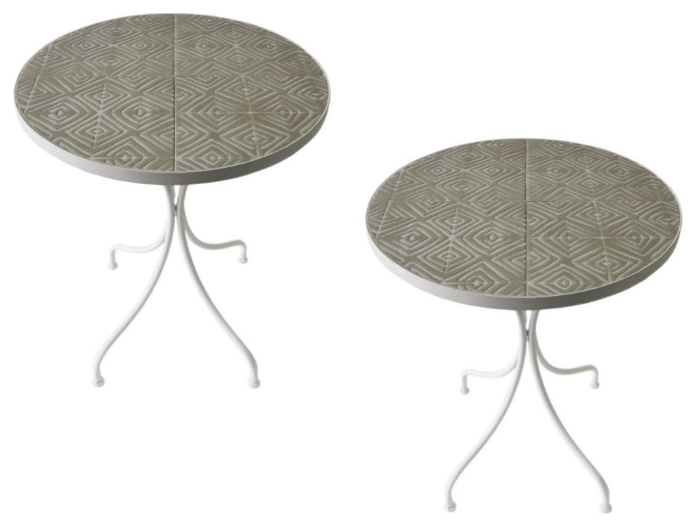 Mosaic Art Collection Accent Table, Peace Lily, 2 Table Set