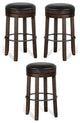 Home Square 30" Wood Backless Swivel Barstool in Tobacco Leaf - Set of 3