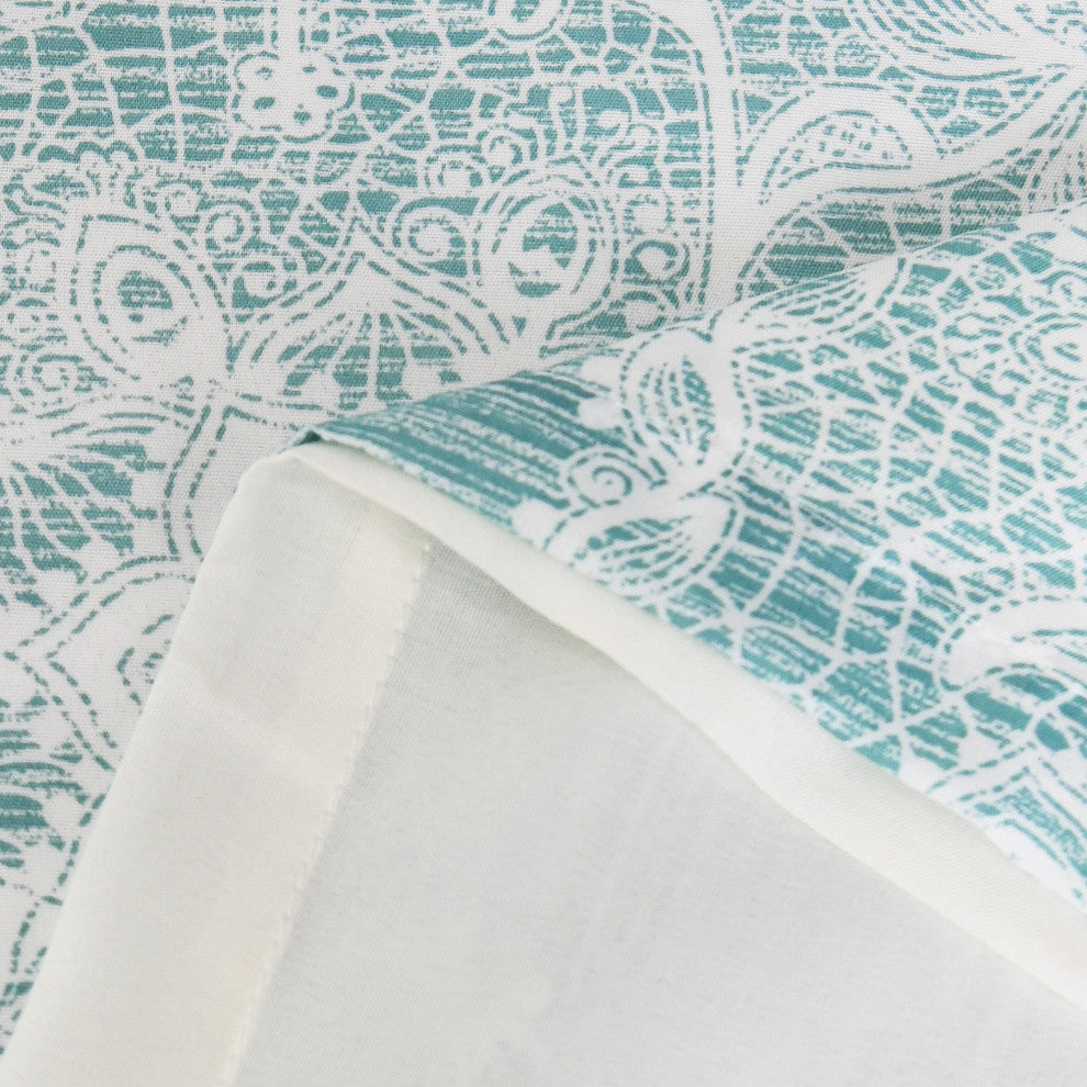 Printed Microfiber 2 Piece Curtain Set, Teal, 60" X 96"