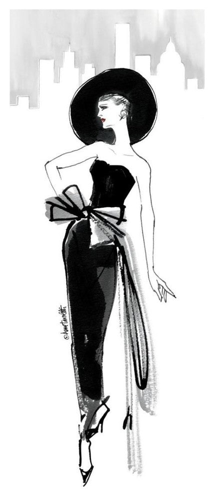 "Fifties Fashion IV with Red" Digital Paper Print by Anne Tavoletti, 14"x32"