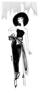 "Fifties Fashion IV with Red" Digital Paper Print by Anne Tavoletti, 14"x32"