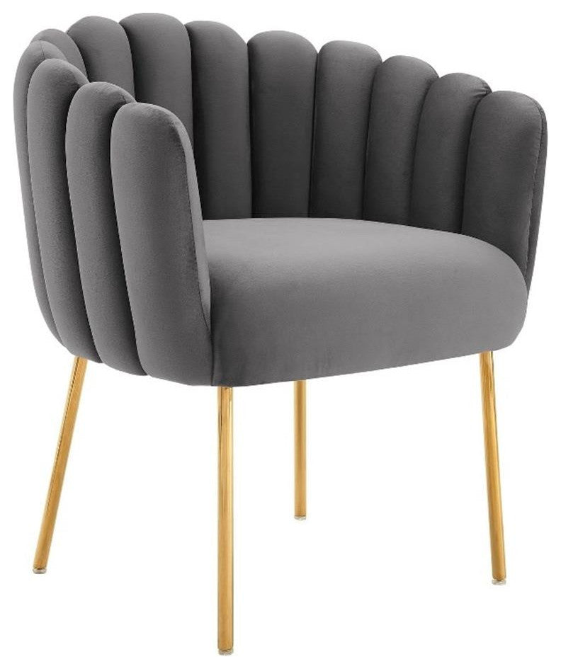 Sanna Channel Tufted Performance Velvet Armchair, Gray
