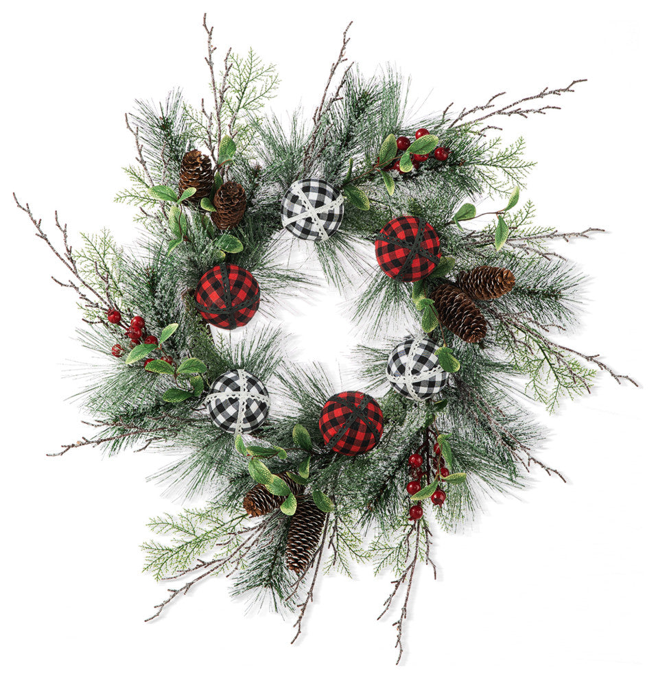 24"D Frosted Ornament Wreath