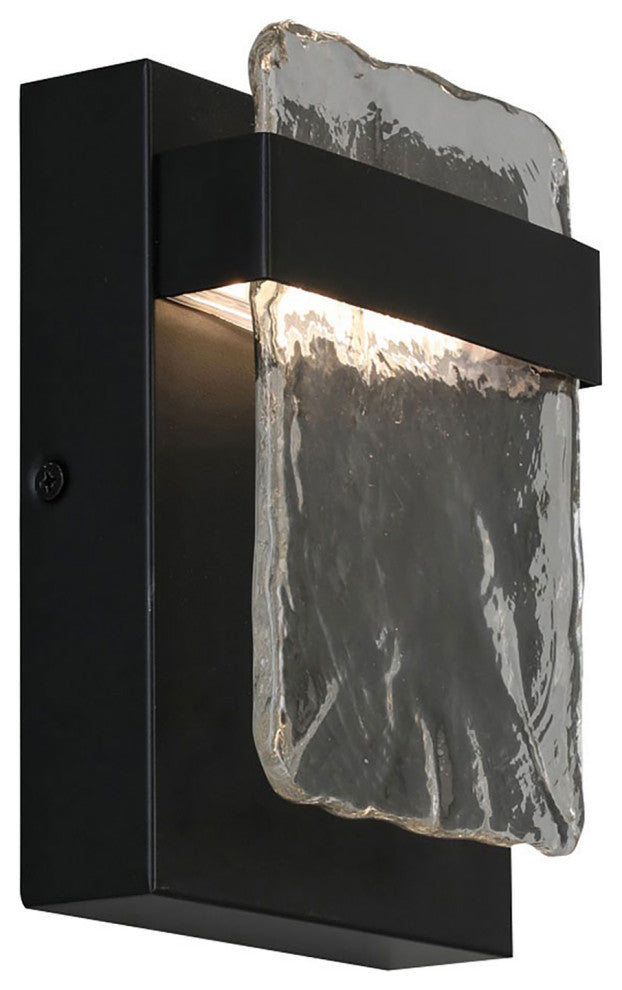 Madrona LED Outdoor Wall Sconce Clear Water, Black