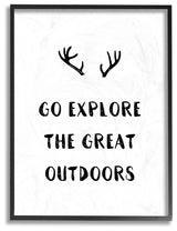 "Go Explore The Great Outdoors Antlers" 16x20, Lg Framed Giclee Texturized Art