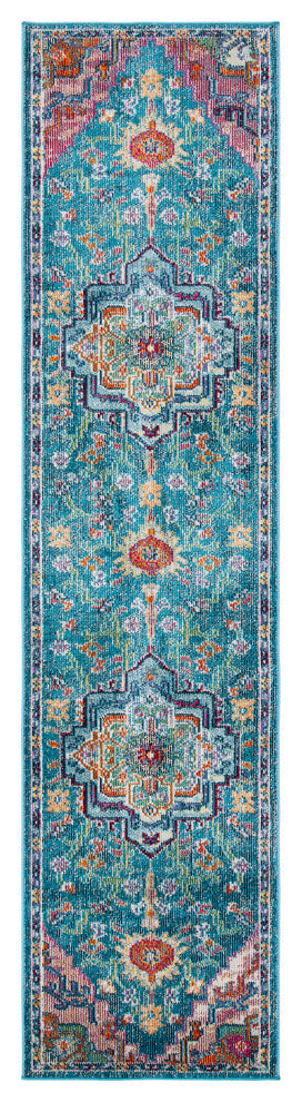 Safavieh Crystal CRS501T Rug, Teal/Rose, 2'2" X 21'