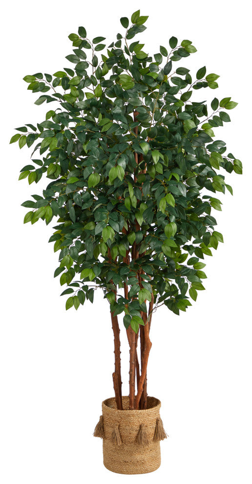 T2989 7 Sakaki Artificial Tree in Handmade Natural Jute Planter With Tassels