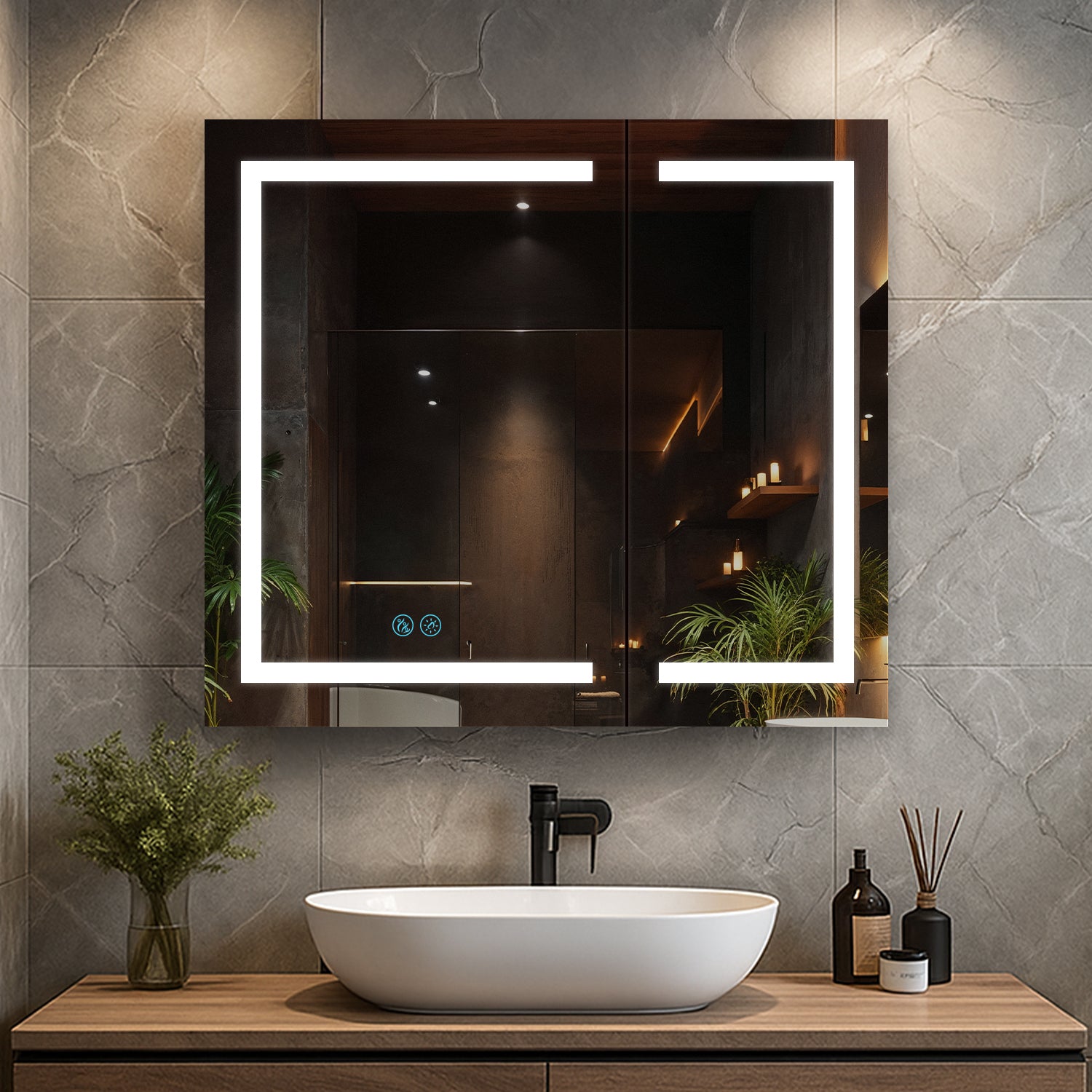 LED Medicine Cabinet With Defogger, 36x32