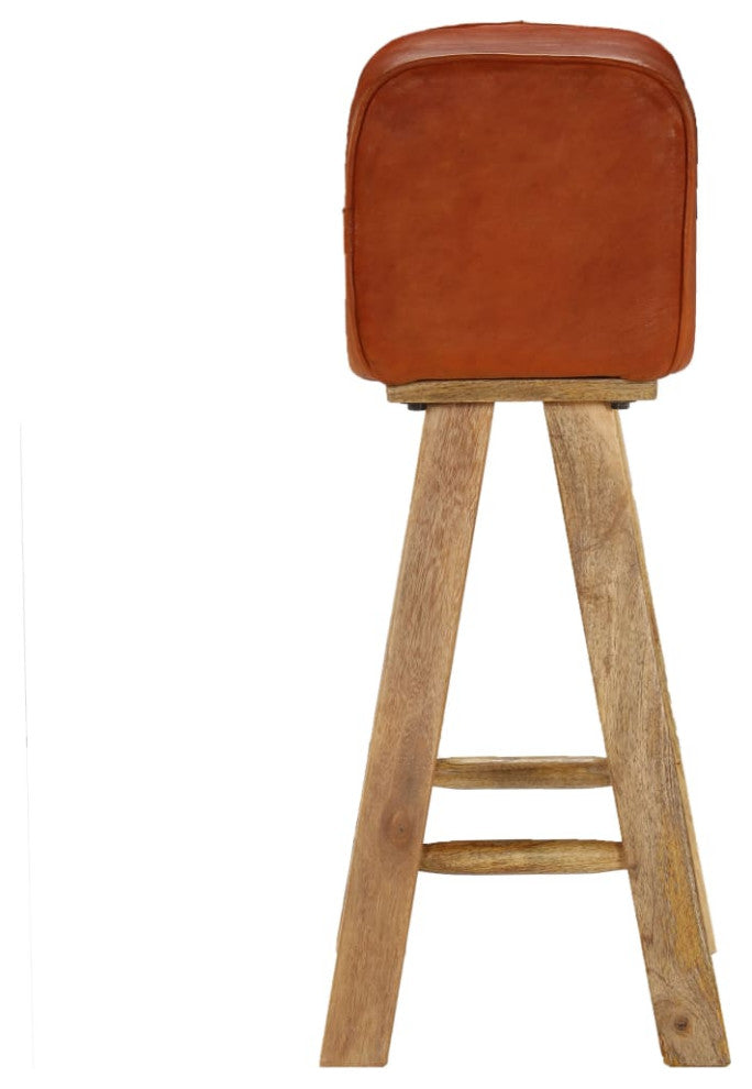 vidaXL Bar Chairs 2 pcs Real Leather and Solid Mango Wood