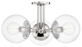 Meadow 3-Light Semi Flush, Polished Nickel Finish, Clear Glass