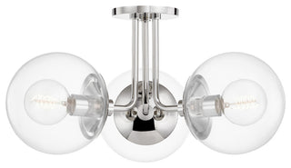 Meadow 3-Light Semi Flush, Polished Nickel Finish, Clear Glass
