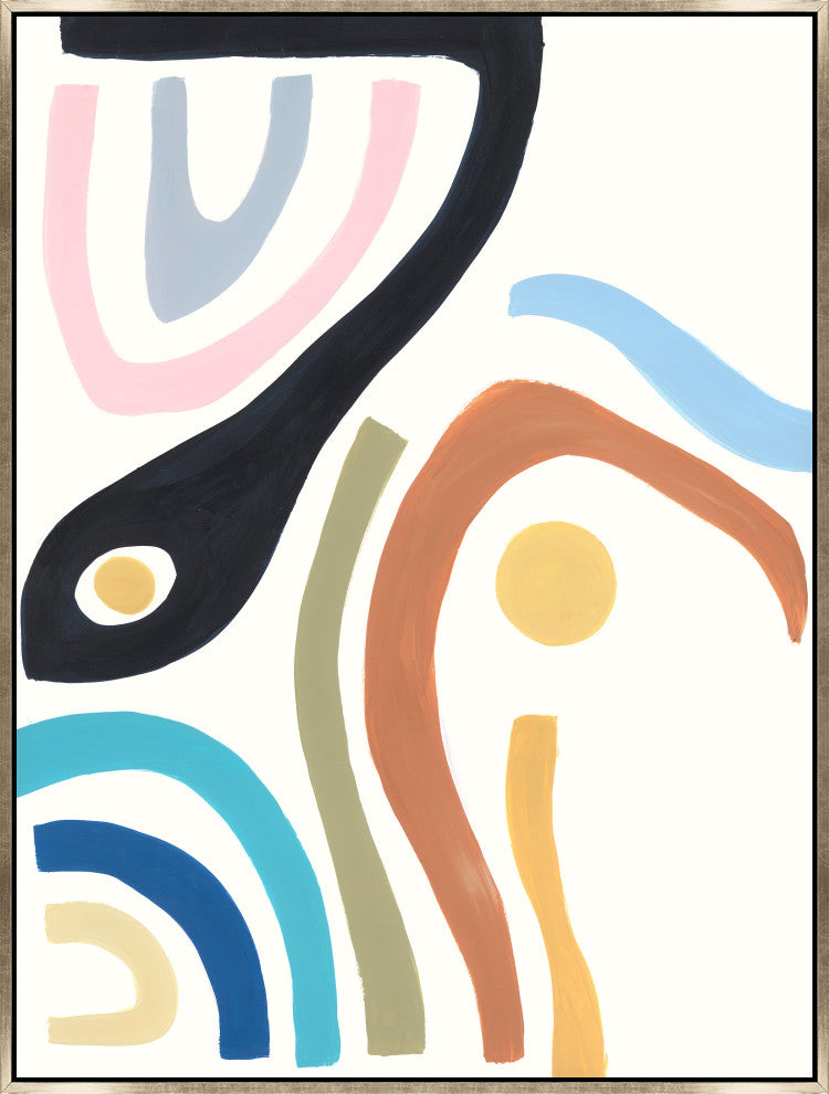 24x32 Colorful Lines III, Framed Artwork, Silver