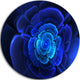 Bright Blue Fractal Flower In Dark, Floral Abstract Disc Artwork, 11"