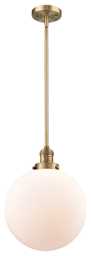 Beacon Mini Pendant, Brushed Brass, Matte White
