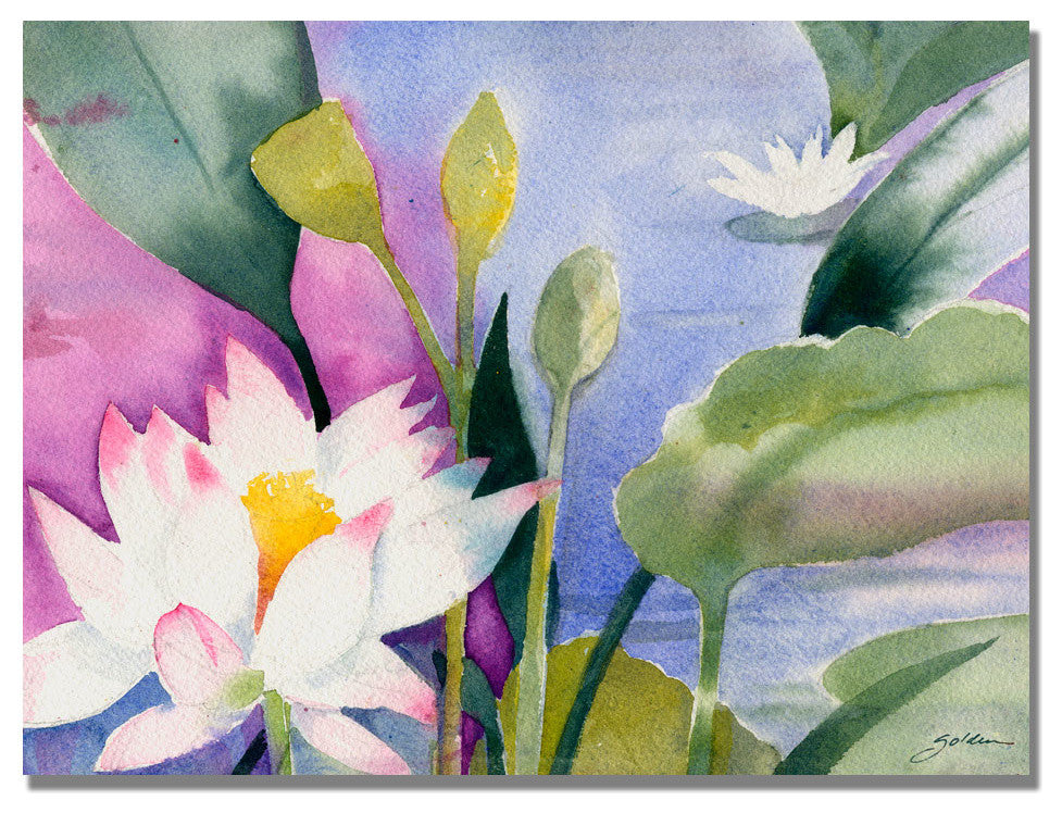 'Lotus Pond' Canvas Art by Sheila Golden
