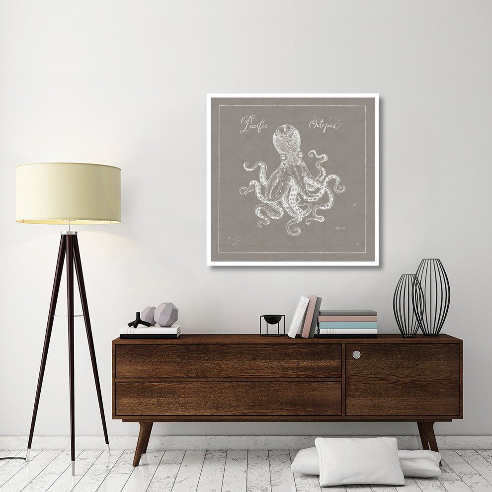 "Underwater Life X Greige" Digital Paper Print by Daphne Brissonnet, 42"x42"
