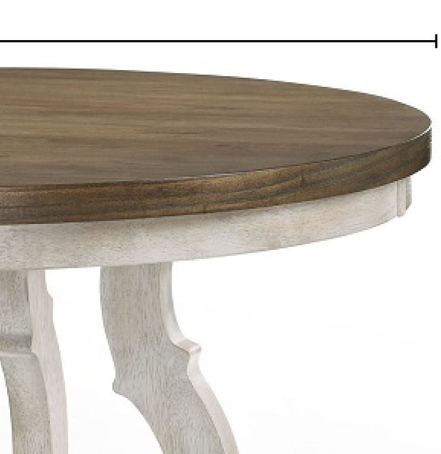 ACME Cillin 47"W Wooden Round Dining Table, Vintage Walnut/White