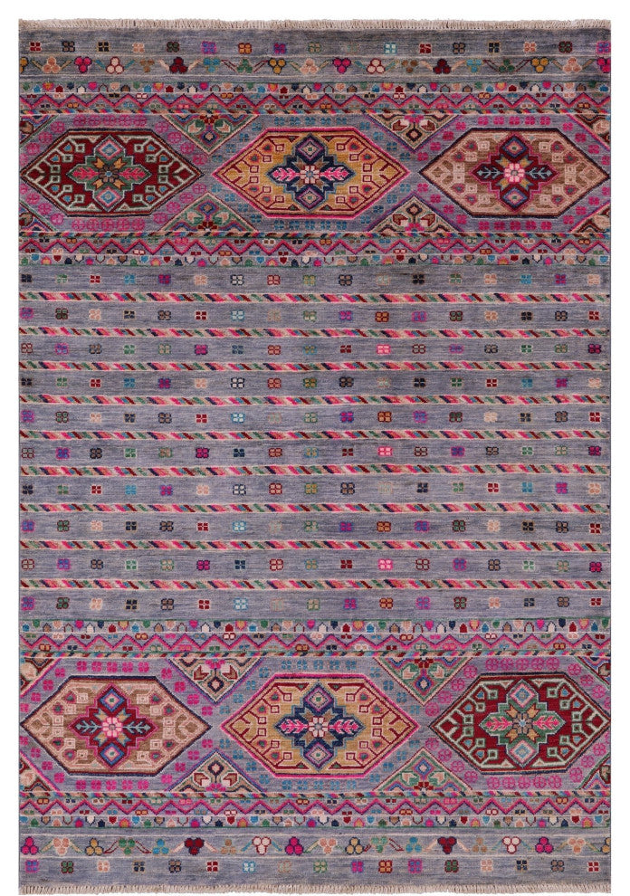 4' 1" X 6' 0" Khorjin Super Kazak Hand-Knotted Wool Rug - Q12570