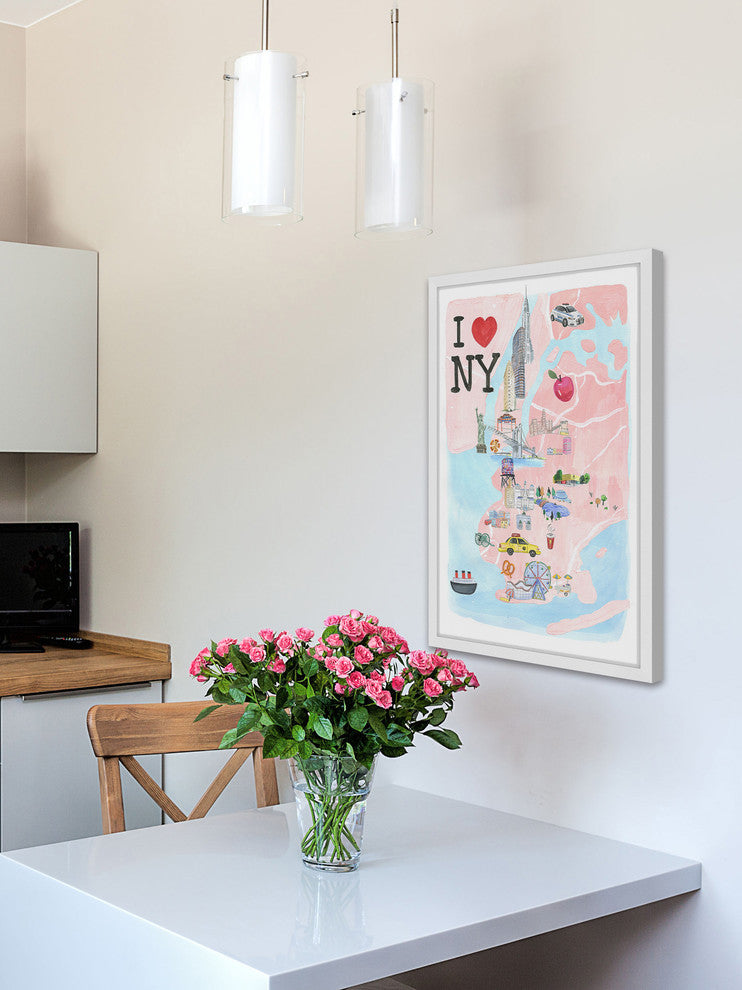 "I Love NY Site Map" Framed Painting Print, 24x36