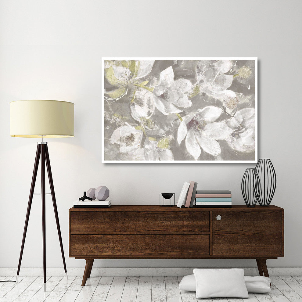 "Magnolias in Bloom Greige" Digital Paper Print by Albena Hristova, 62"x42"