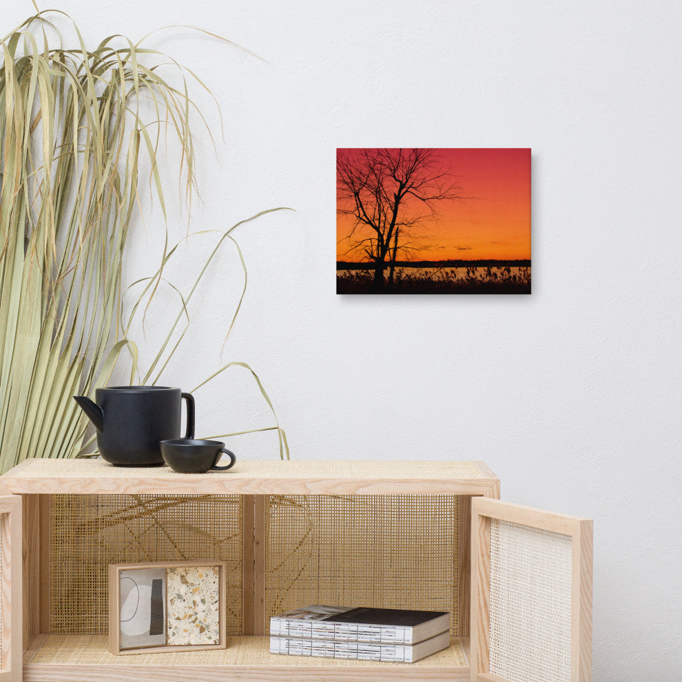 Burning Skies Rural Landscape Photograph Canvas Wall Art Print, 12" X 16"
