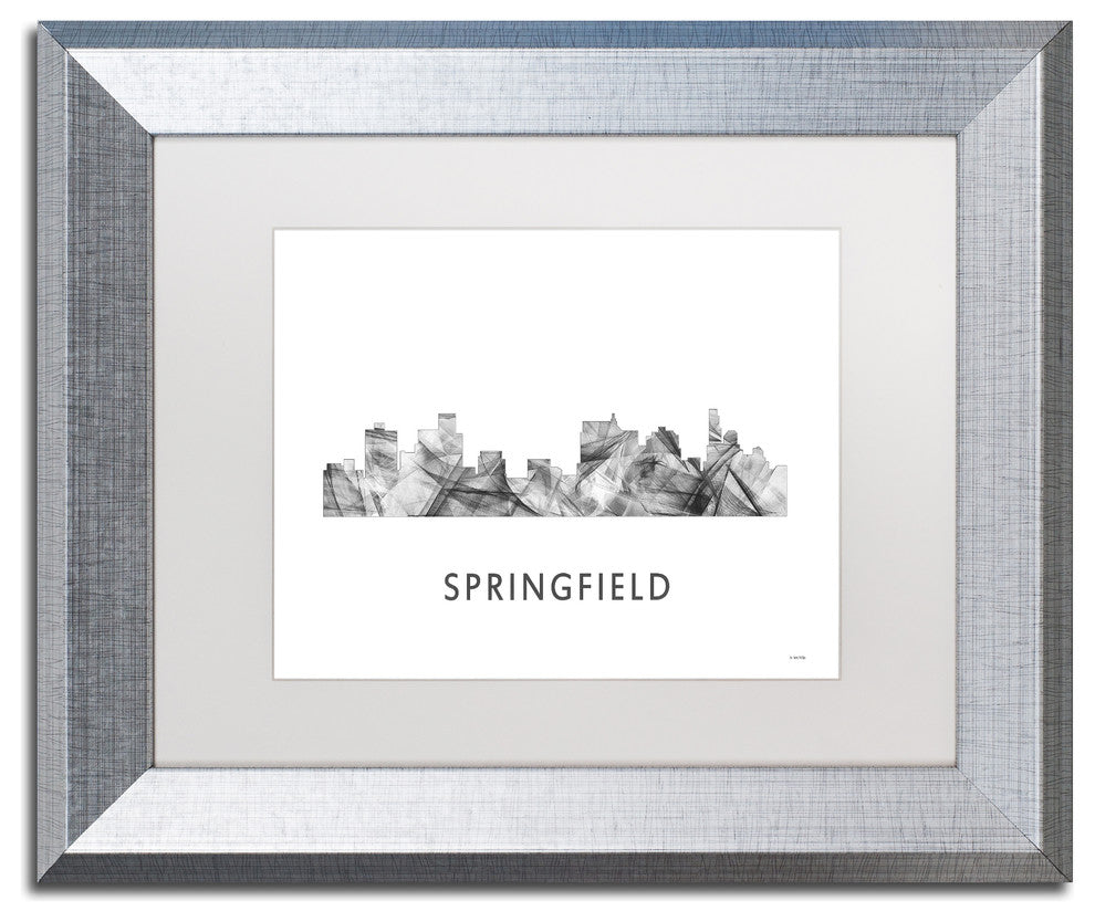 Marlene Watson 'Springfield Illinois Skyline' Matted Art, Silver Frame, 14x11