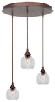 Empire 3-Light Cluster Pendalier, Bronze/Clear Bubble