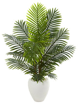 Nearly Natural 4.5' Paradise Palm Artificial Tree in White Planter