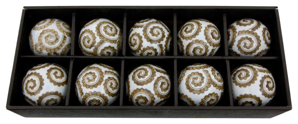 3" Golden Spirals Porcelain Ball Set