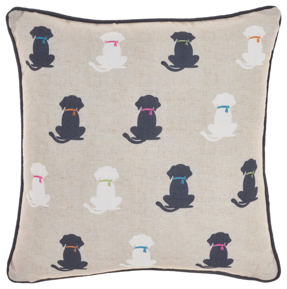Mina Victory L0407 Throw Pillow, Black, 16" x 16"
