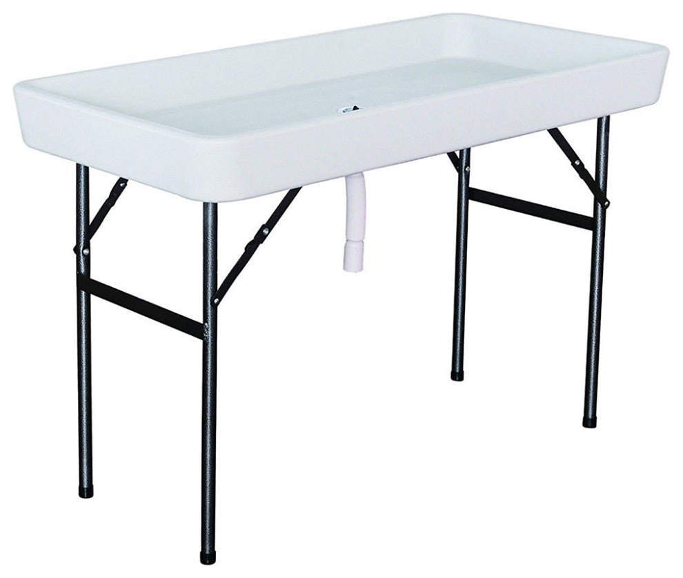 Modern Home 4' Party Ice Bin Table with Skirt - Portable Folding Tailgating Tab